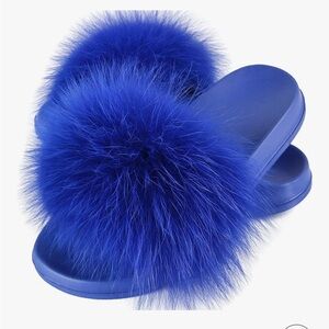 HIPRETTYUS Women's Real Fox Fur Slides Size 44/45 EU 10 to 10.5